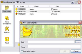 Golden FTP server freeware screenshot